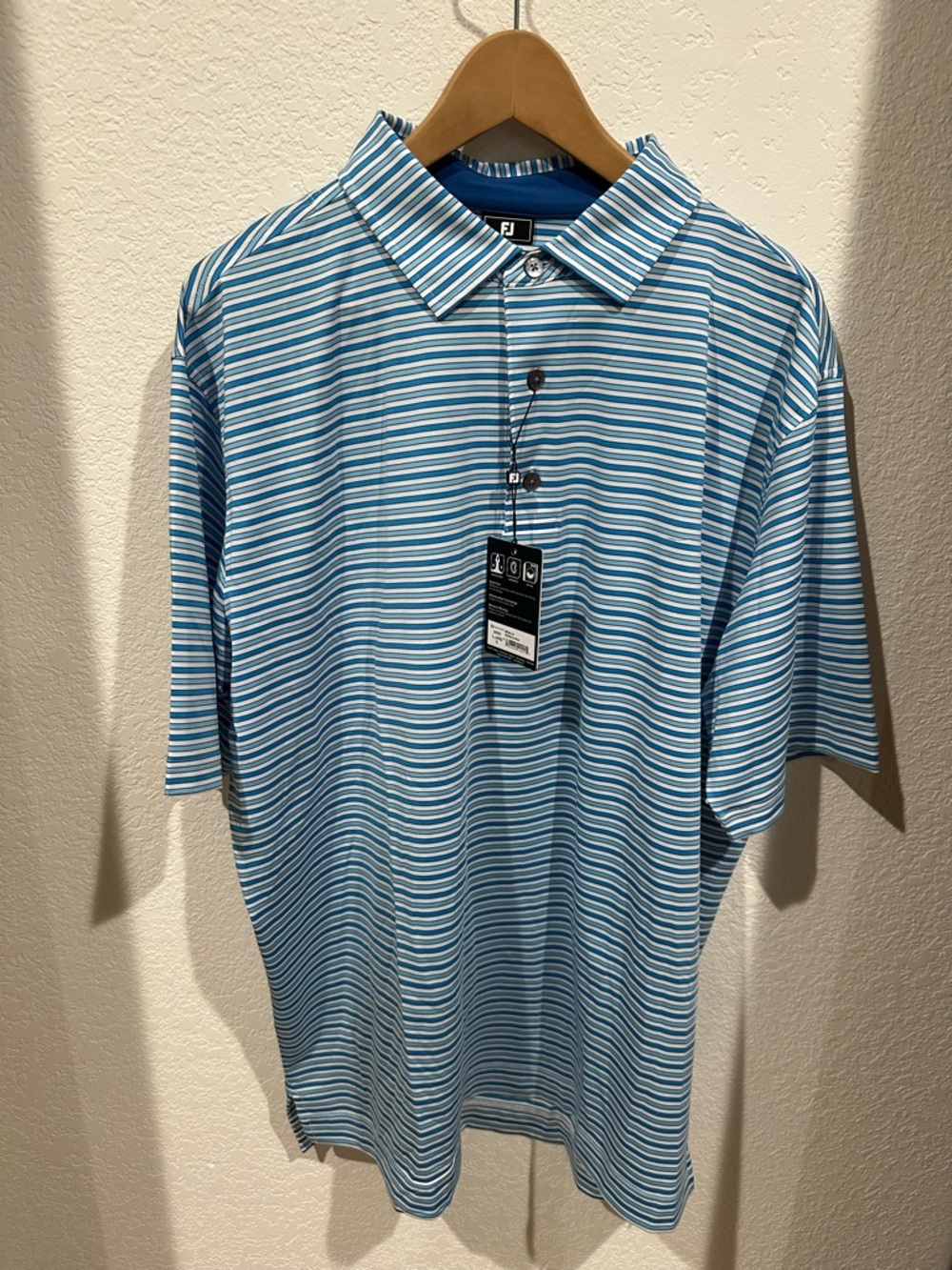 FootJoy Light Blue & White Striped Golf Polo